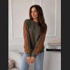Bluza bawełniana w kolorze khaki z pomarańczowymi lampasami